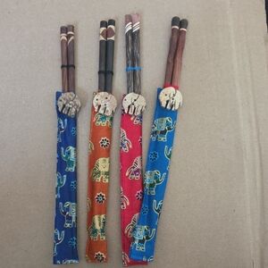 Colorful Elephant Print Chopsticks Set Of 4 From Thailand